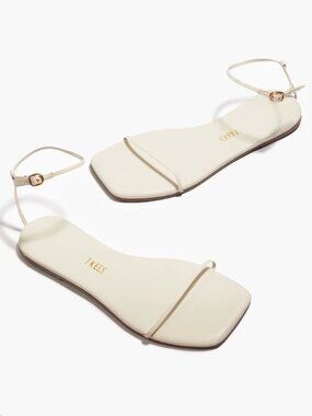 TKEES Square Two Twiggy Sandals | Cream Minimal Ankle-Strap